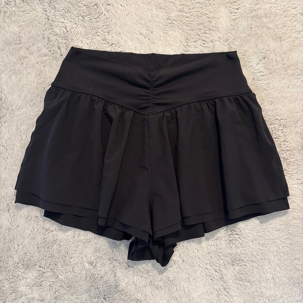 OFFLINE Aerie Real Good V-Waist Lined Shorts Black Pockets XL Flirty Sporty